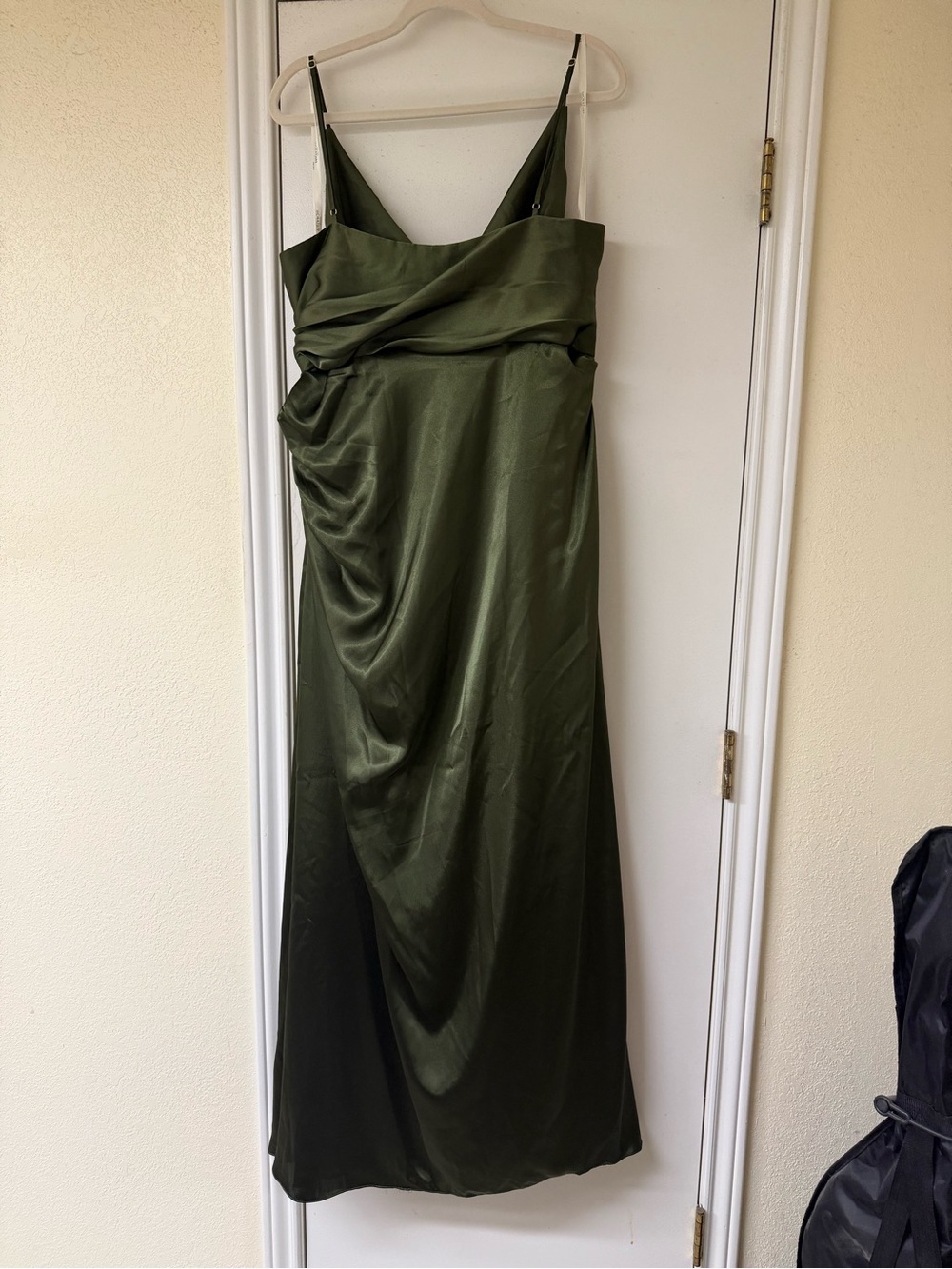 Galina Signature Olive Green Satin Wrap Evening Dress Size 20 - Picture 4 of 14
